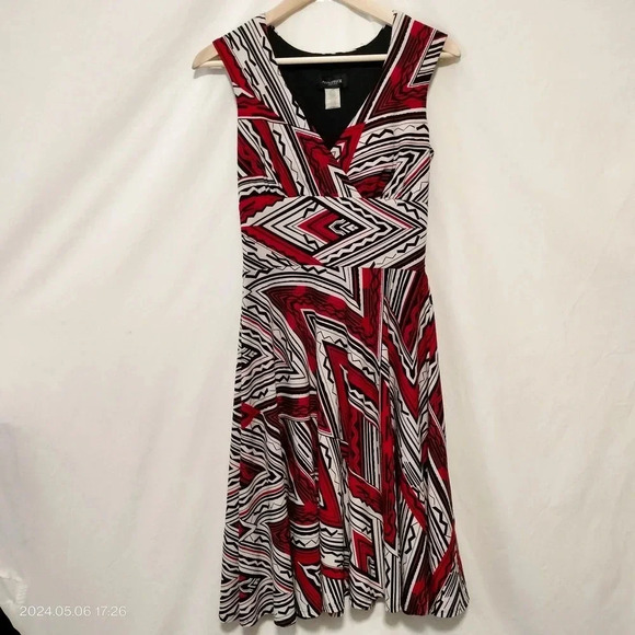 Vintage Alyn Paige Size Medium Fit and Flare Abstract Retro Dress Cap sleeves - Picture 1 of 7